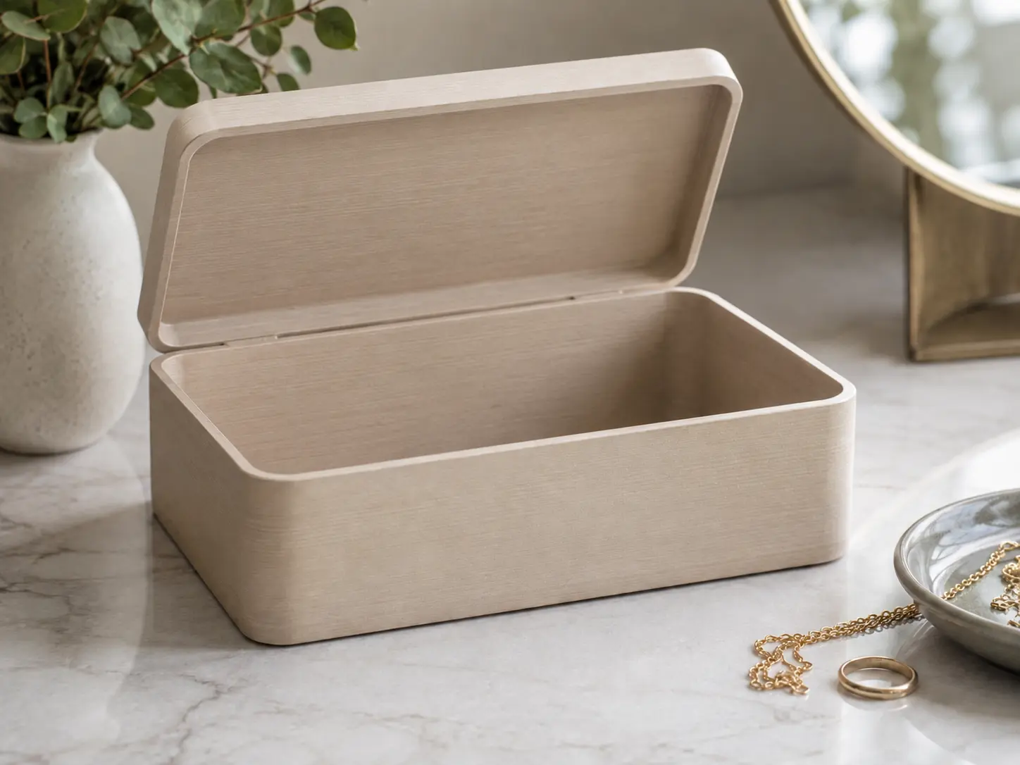 Caja joyero con tapa abatible impreso en 3D