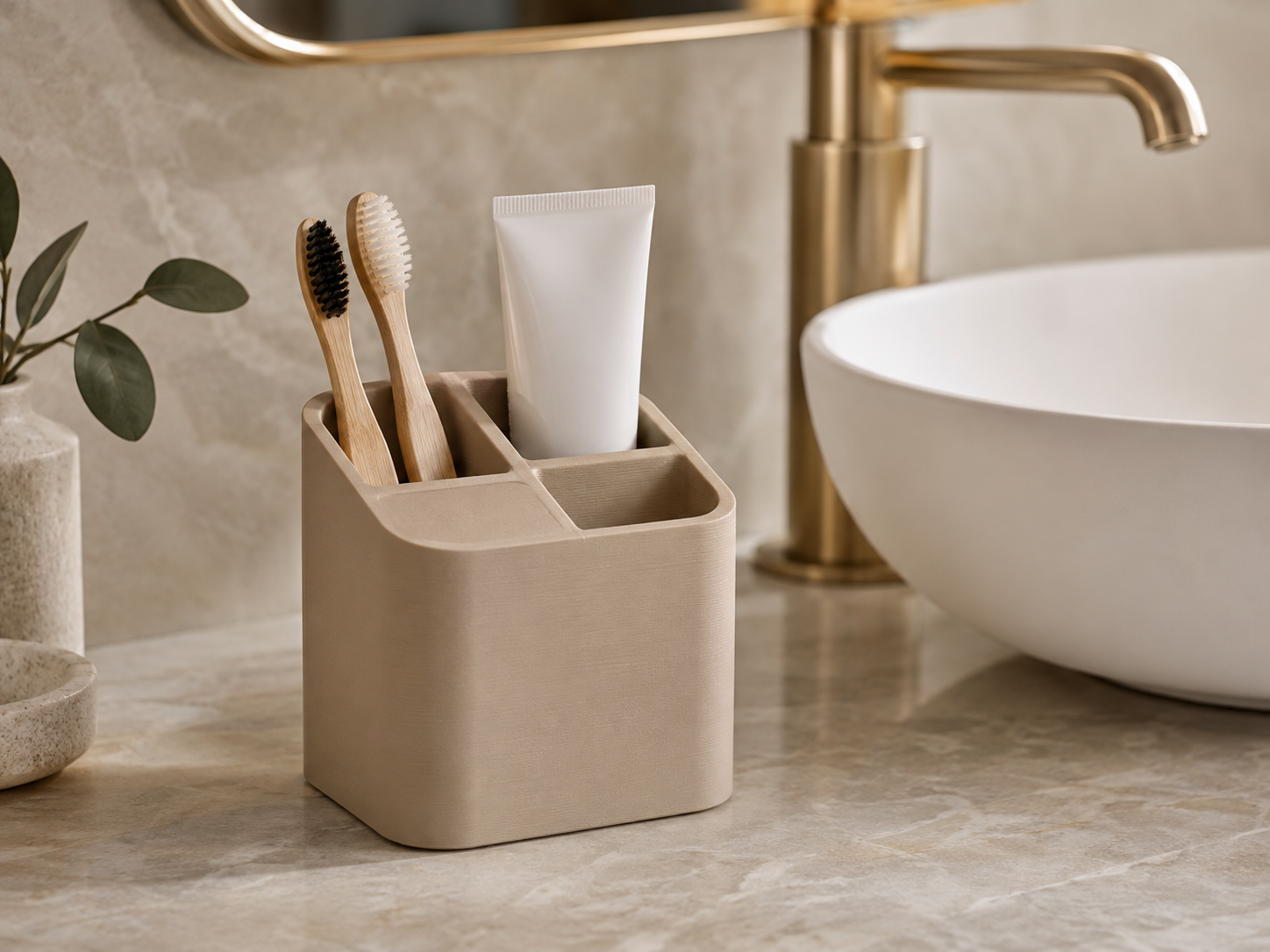 Organizador de baño para cepillos y pasta impreso en 3D